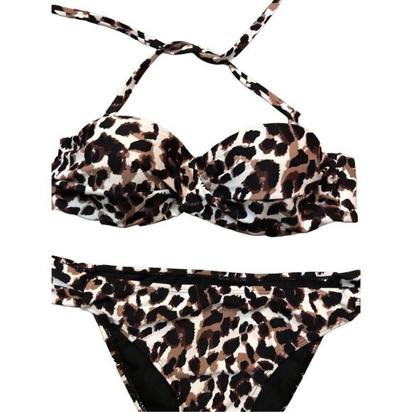 Leopard Print LASCANA Women's Leopard Print Bandeau Bikini Swimwear size M - Picture 3 of 10